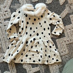 Never worn gap spot dress with fur collar. 18-24 months